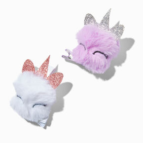 Claire&#39;s Club Lilac Unicorn Pom Pom Hair Clips - 2 Pack,