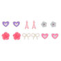 Parisian Love Stud Earrings - Pink, 6 Pack,