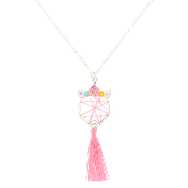 Unicorn Dreamcatcher Pendant Necklace Pink Claire S