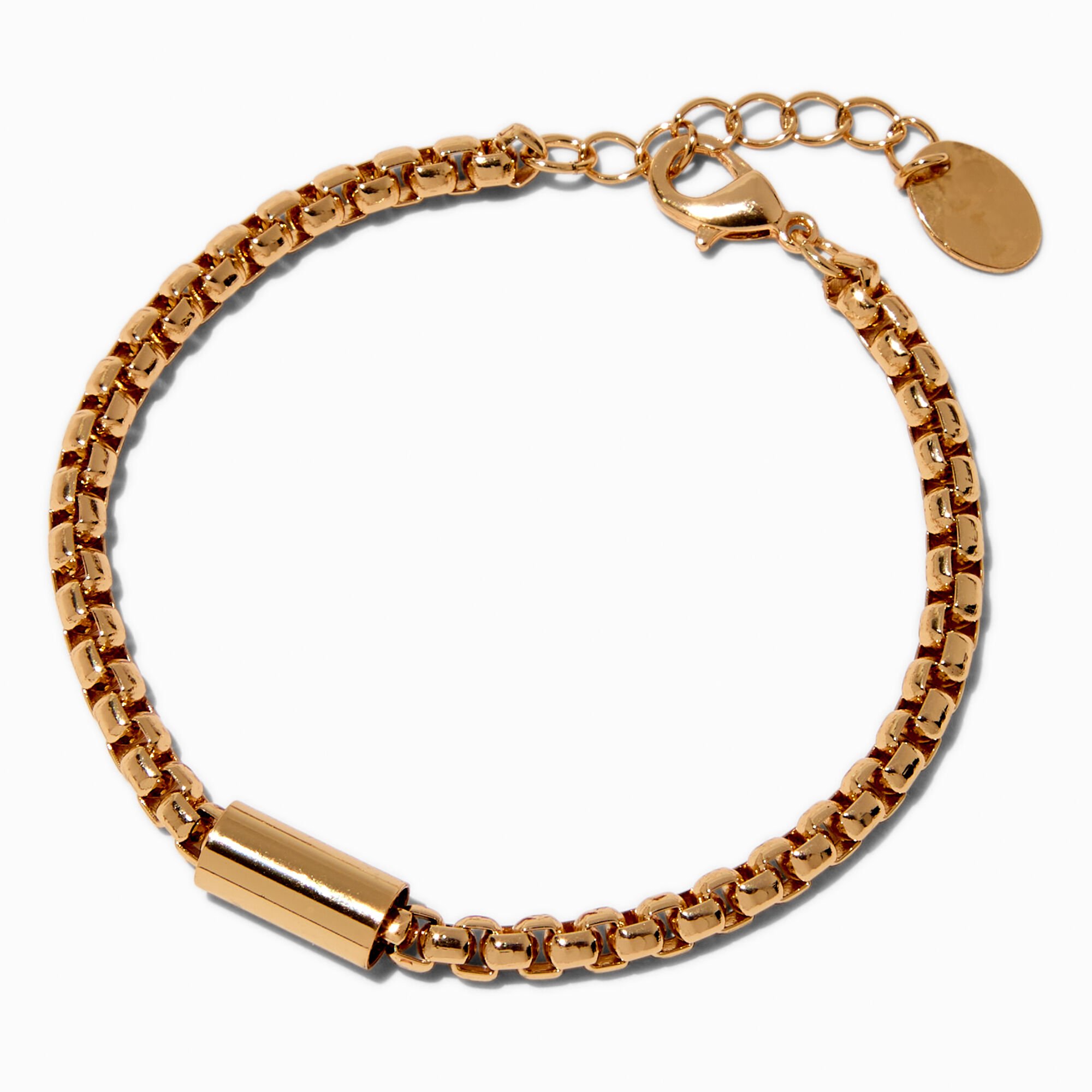 Gold-tone Round Box Chain Bracelet,