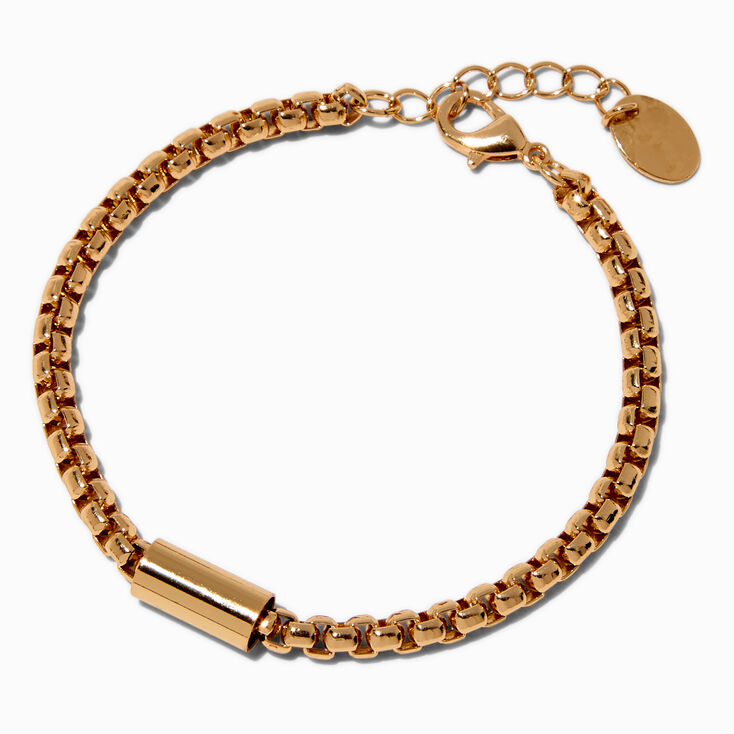 Gold-tone Round Box Chain Bracelet,