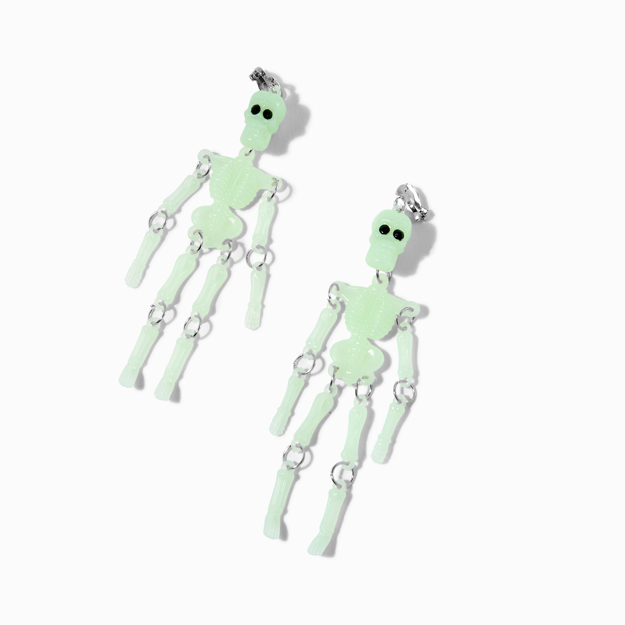 View Claires Glow In The Dark Skeleton 4 ClipOn Drop Earrings information