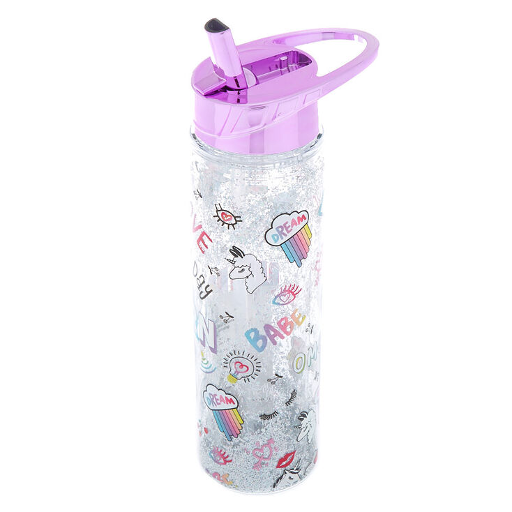Glitter Emoticon Water Bottle,