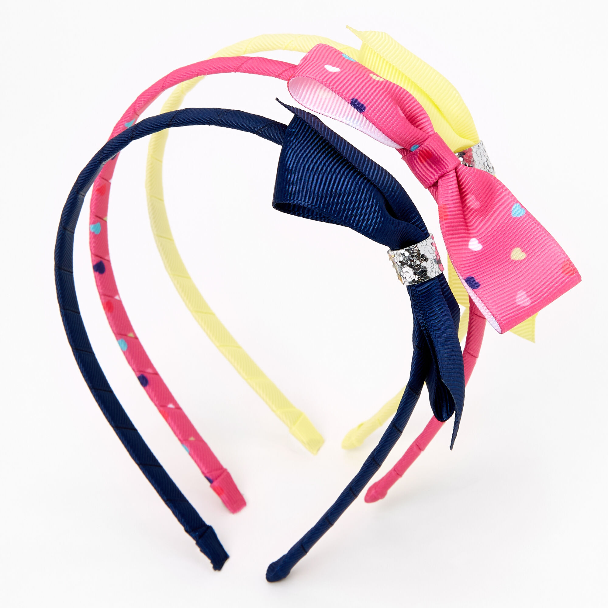 Claire's Club Classic Heart Bow Headbands - 3 Pack,