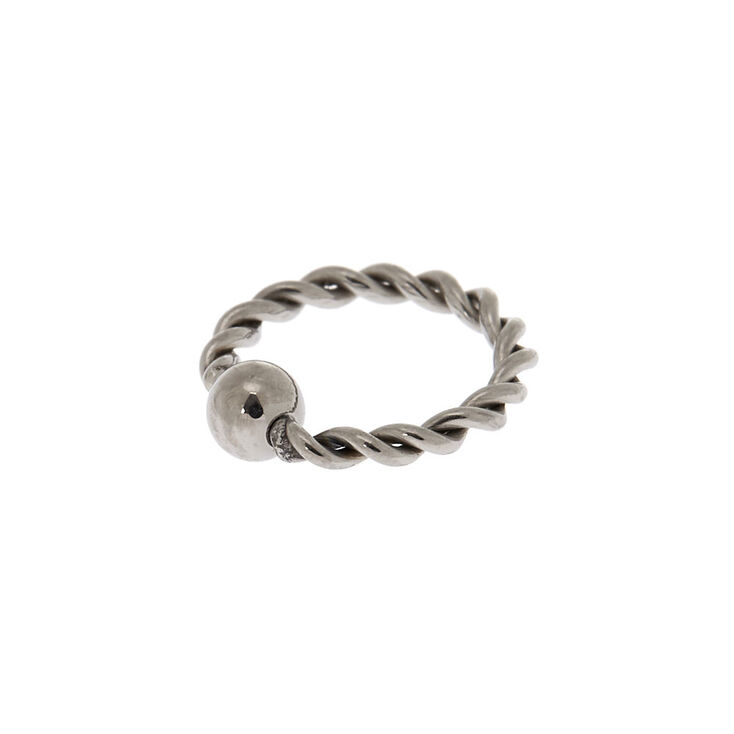 Claire's Anneau pour piercing de cartilage boule torsadée couleur argenté et couleur titané