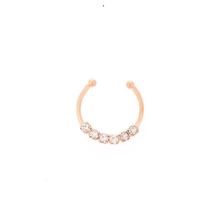 Rose Gold Crystal Faux Septum Nose Ring,