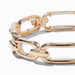 Gold-tone Rectangular Chain Link Stretch Bracelet,