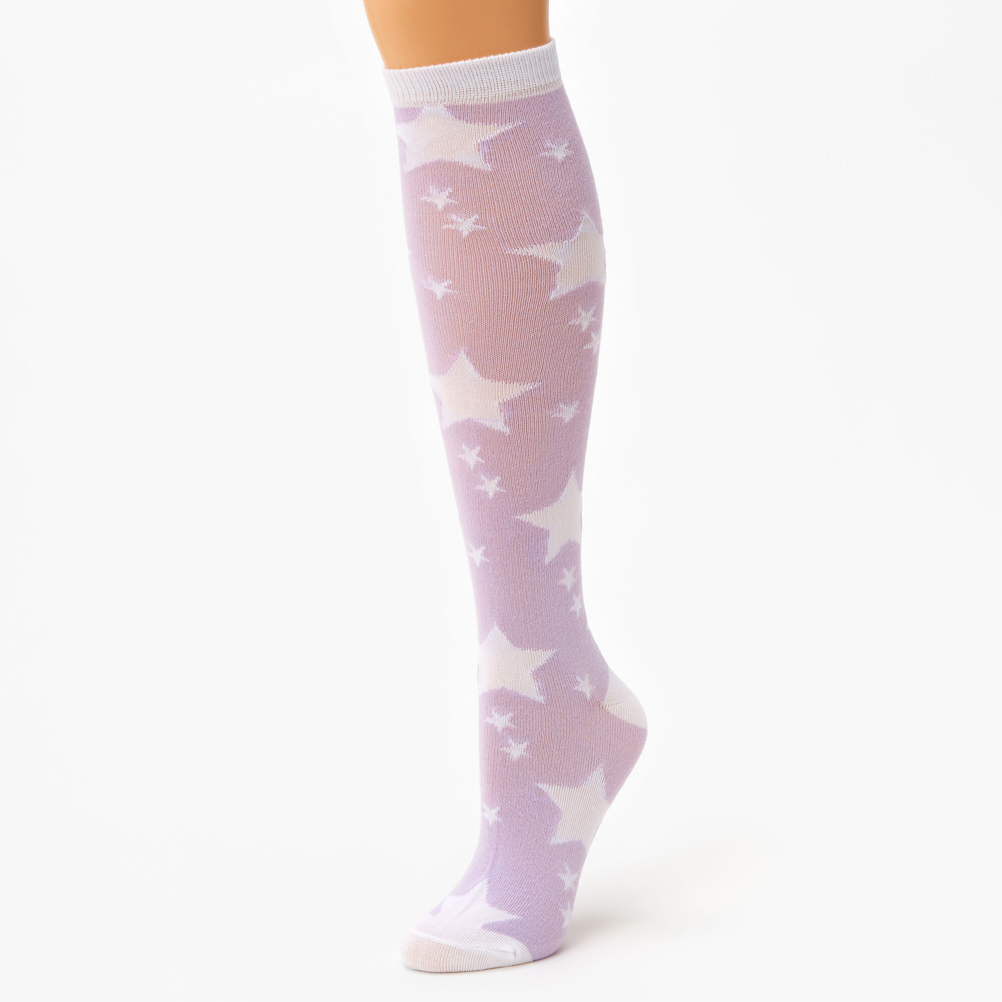 Claire's Chaussettes montantes étoile transparentes - Violet