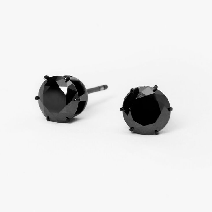 C LUXE by Claire&#39;s Black Titanium Cubic Zirconia 7mm Round Stud Earrings,
