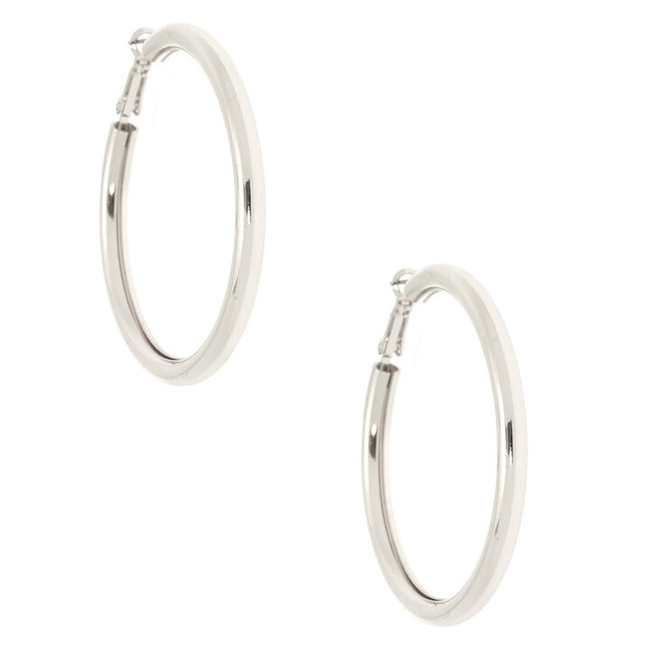 Silver 60MM Tube Hoop Earrings,
