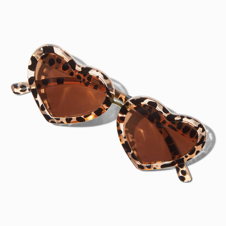 Claire&#39;s Club Heart-Shaped Cheetah Sunglasses,