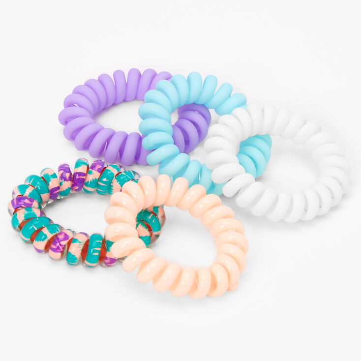 Pastel Tropical Spiral Hair Bobbles - 5 Pack,