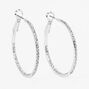 Silver 40MM Crystal Hoop Earrings,