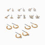 Gold-tone Cubic Zirconia Glitz Mixed Earrings Set - 9 Pack,