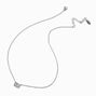 Silver-tone Cubic Zirconia Rectangular Pendant Necklace,