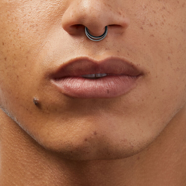 18G Silver-tone Titanium Double Row Nose Ring,