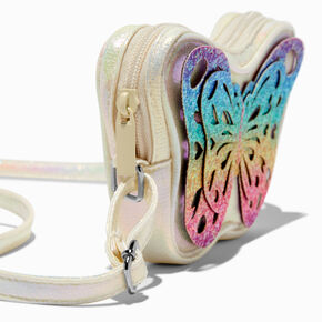 Claire&#39;s Club Rainbow Glitter Butterfly Crossbody Bag,