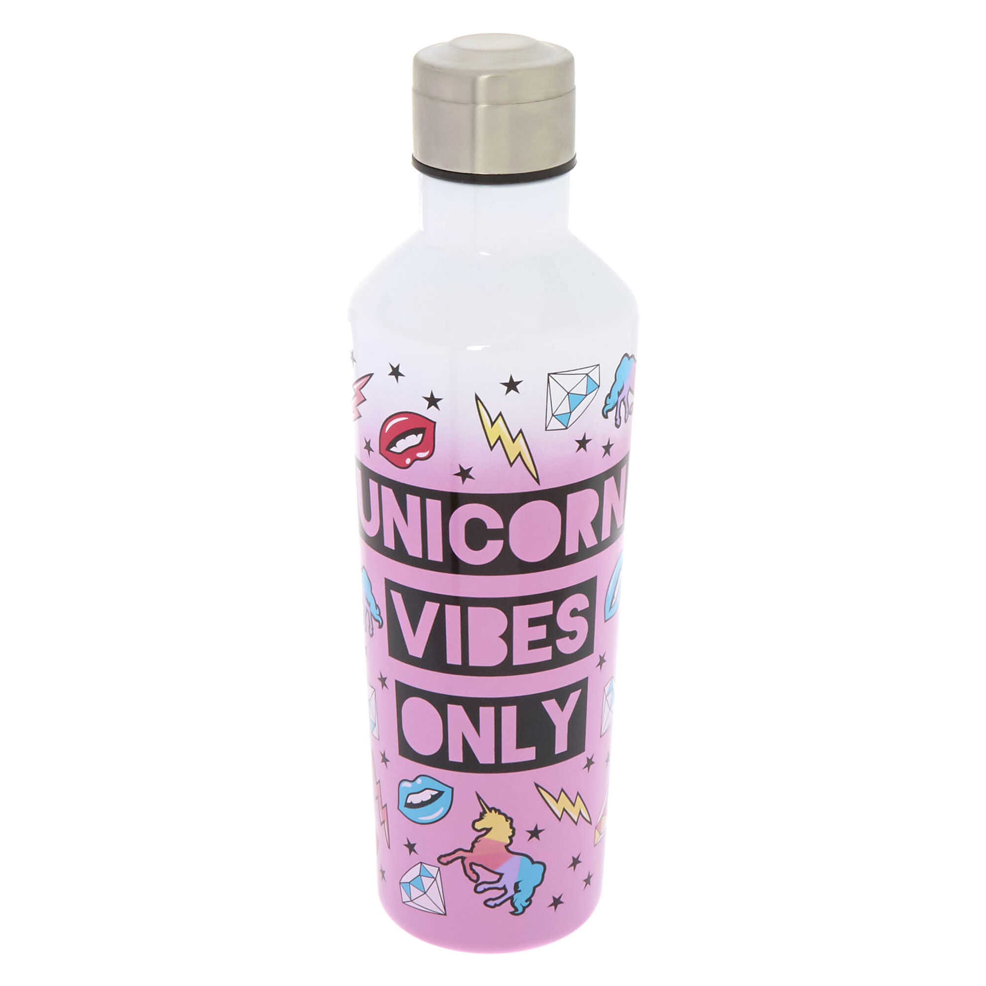 View Claires Unicorn Vibes Only Stainless Steel Water Bottle White information