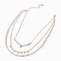 Turquoise Beaded Gold-tone Disc Multi-Strand Necklace,