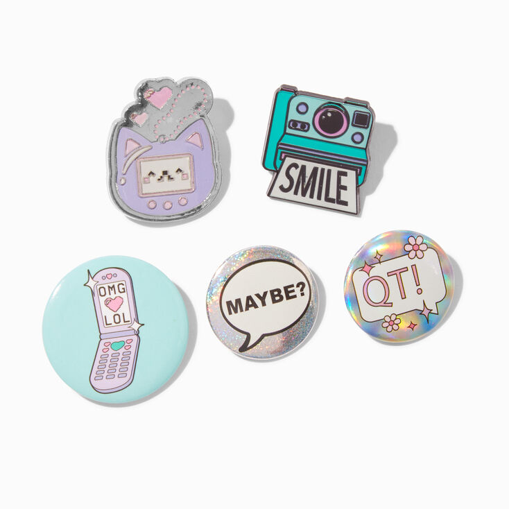 Retro Round Button &amp; Pin Set - 5 Pack,