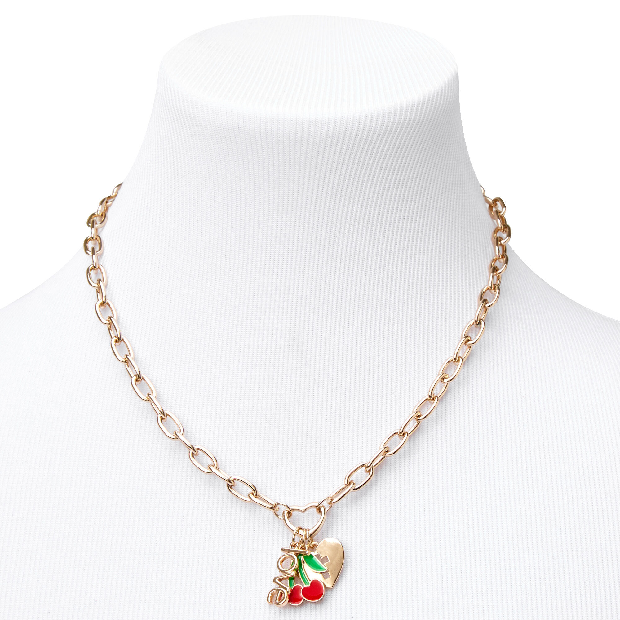 Gold Triple Love Charm 16" Necklace,