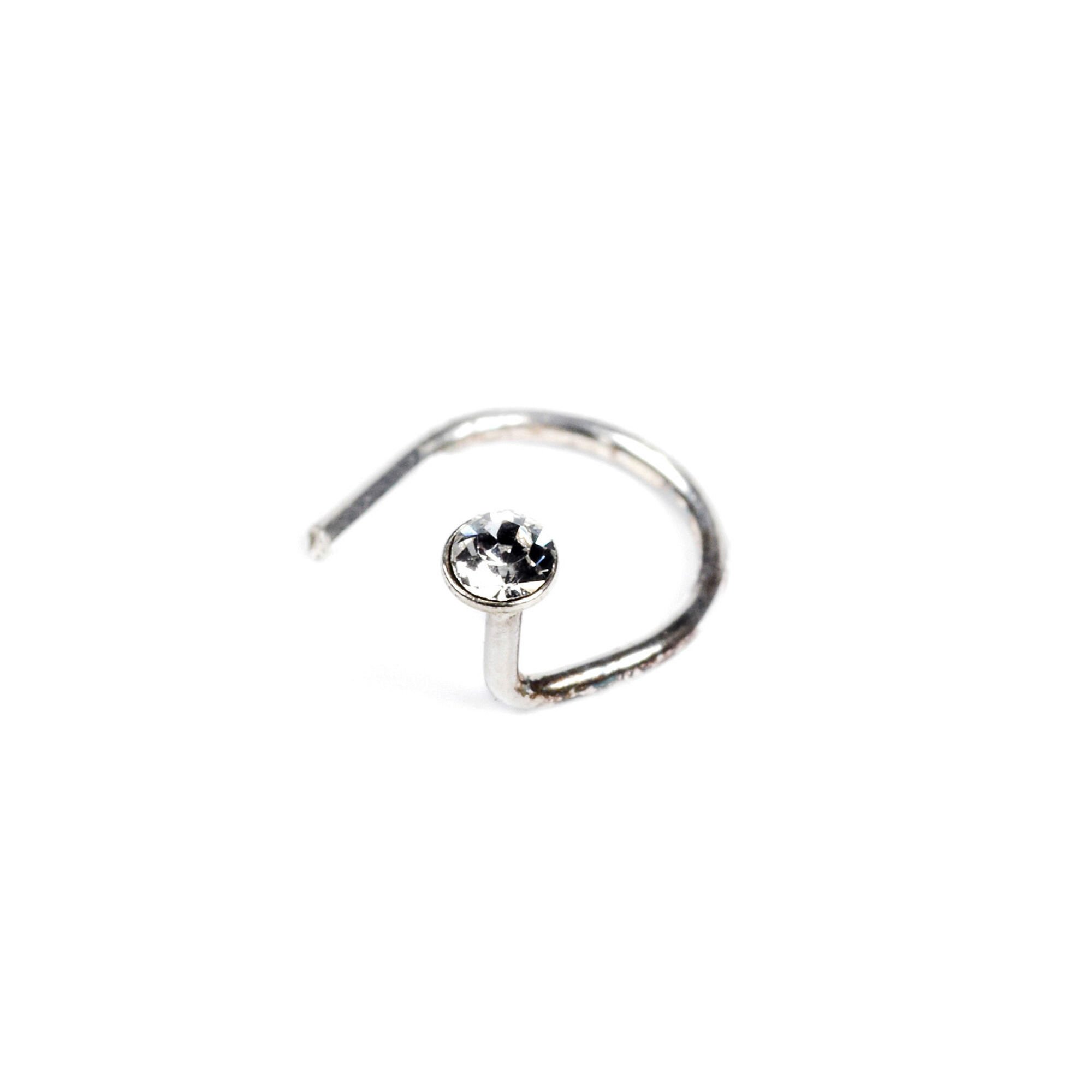 View Claires Crystal Curved 20G Nose Stud Silver information