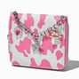 Pink Cow Print Chain Handle Zip Around Wallet,