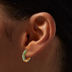 Mint Enamel Huggie Hoop Earrings,