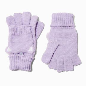 Claire&#39;s Club Lilac Fox Convertible Gloves,