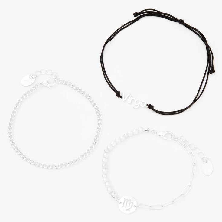 Silver Zodiac Bracelet Set - 3 Pack, Virgo,