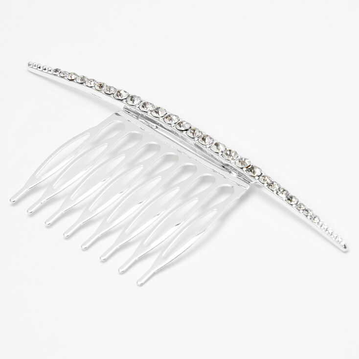 Peigne en strass de tailles diff&eacute;rentes couleur argent&eacute;e,