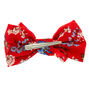Floral Double Floppy Hair Bow Clip - Red,
