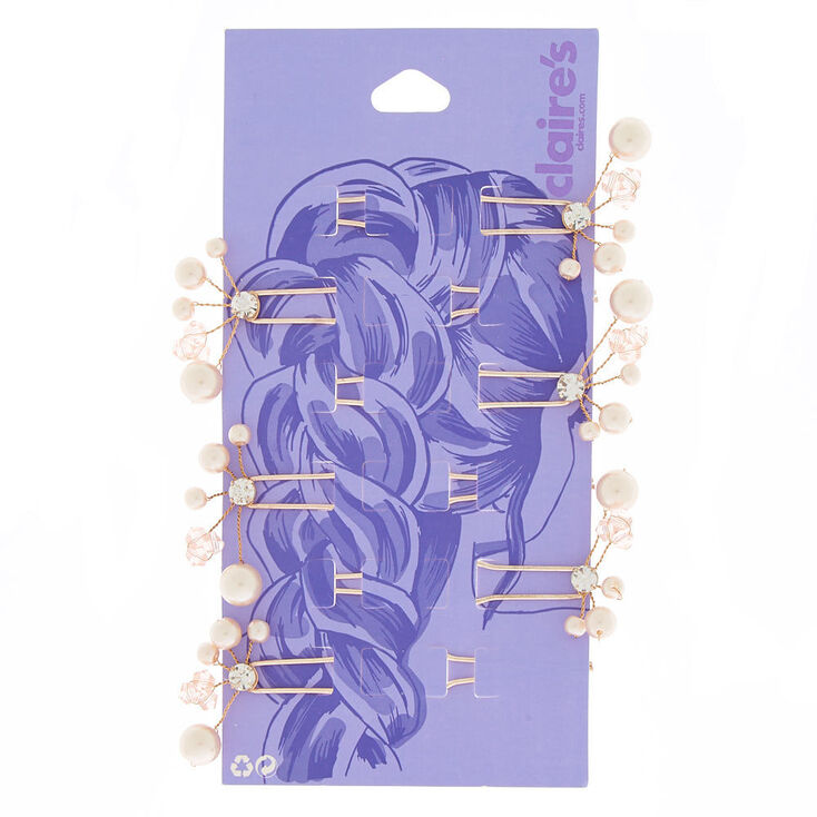 Rose Gold-tone Pearl Hair Pins - 6 Pack,