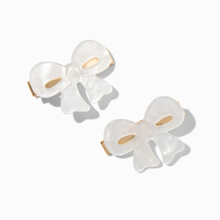 Cream Acrylic Hair Bow Clips - 2 Pack,