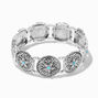 Silver Filigree Turquoise Medallion Stretch Bracelet,