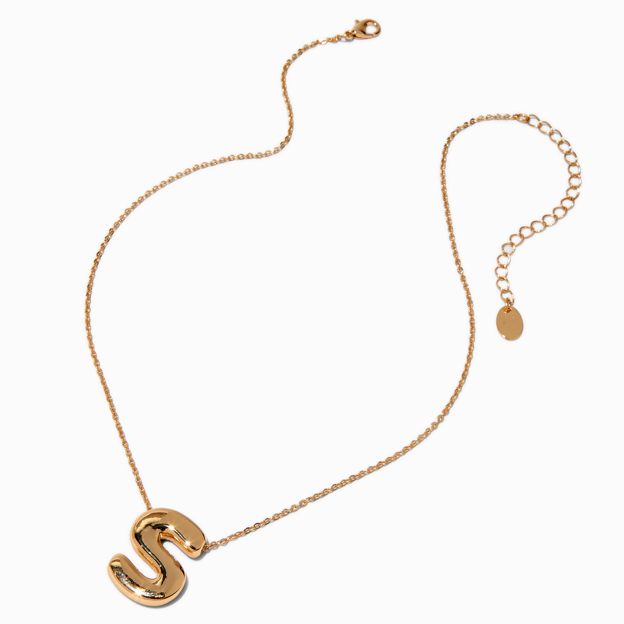 Gold-tone Bubble Initial Pendant Necklace - S,
