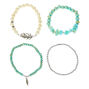 Wooden Bead Stretch Bracelets - Turquoise, 4 Pack,