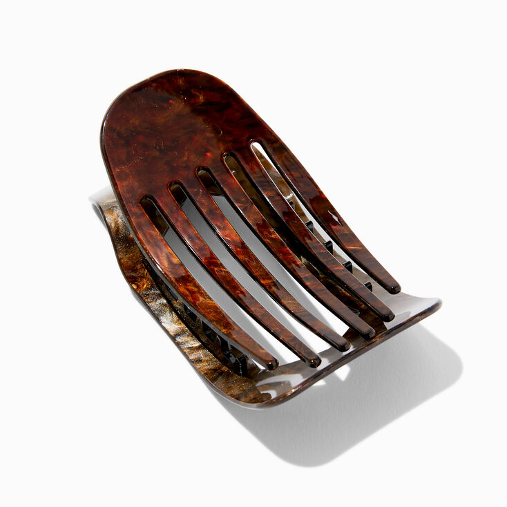 Brown Pearlized Marble Yoga Hair Claw,