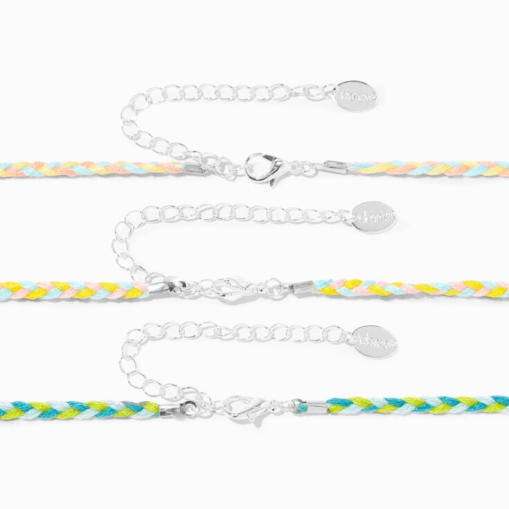 Best Friends Happy Face Braided Rope Choker Necklaces - 3 Pack,