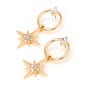 Gold 1&quot; Starburst Circle Drop Earrings,