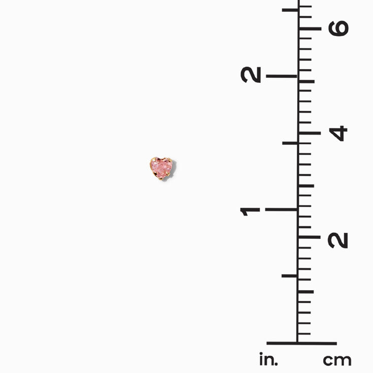 C LUXE by Claire&#39;s 14k Yellow Gold Pink Cubic Zirconia Heart Stud Earrings,
