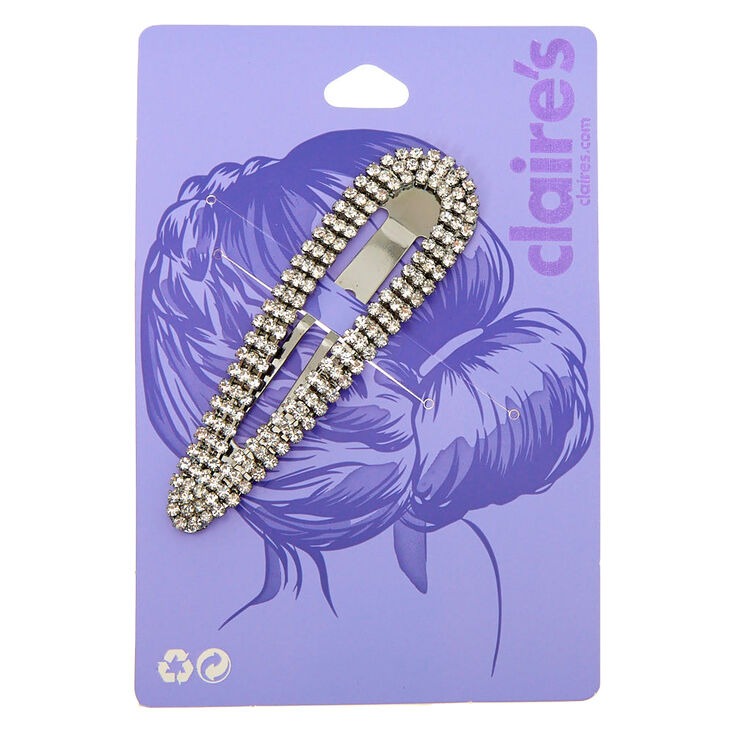 Claire's Barrette clic clac volumineuse avec strass couleur hématite