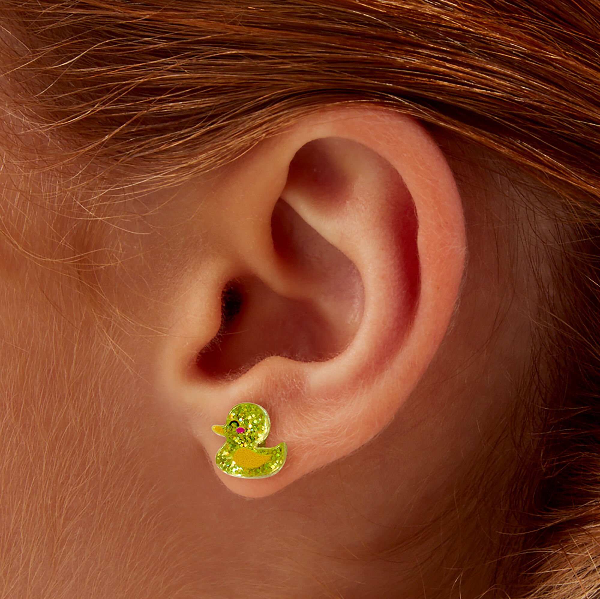Yellow Rubber Duck Acrylic Stud Earrings ,