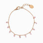 Pink Cubic Zirconia Confetti Charm Gold-tone Chain Bracelet,