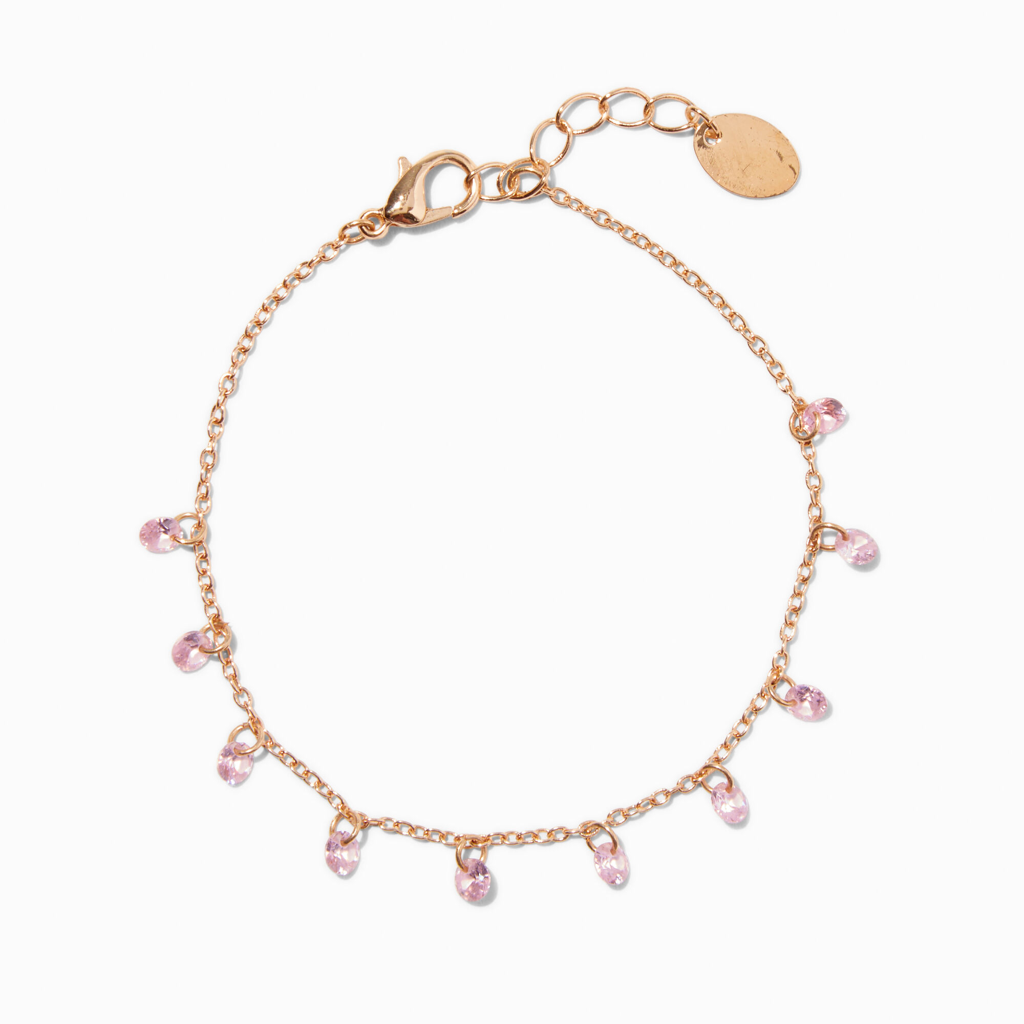 View Claires Cubic Zirconia Confetti Charm GoldTone Chain Bracelet Pink information