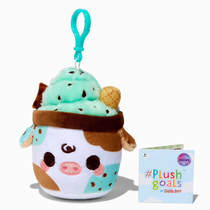 &#35;Plush Goals by Cuddle Barn&reg; Claire&#39;s Exclusive 3&#39;&#39; Mint Chocolate Chip Mooshake Plush Bag Clip,