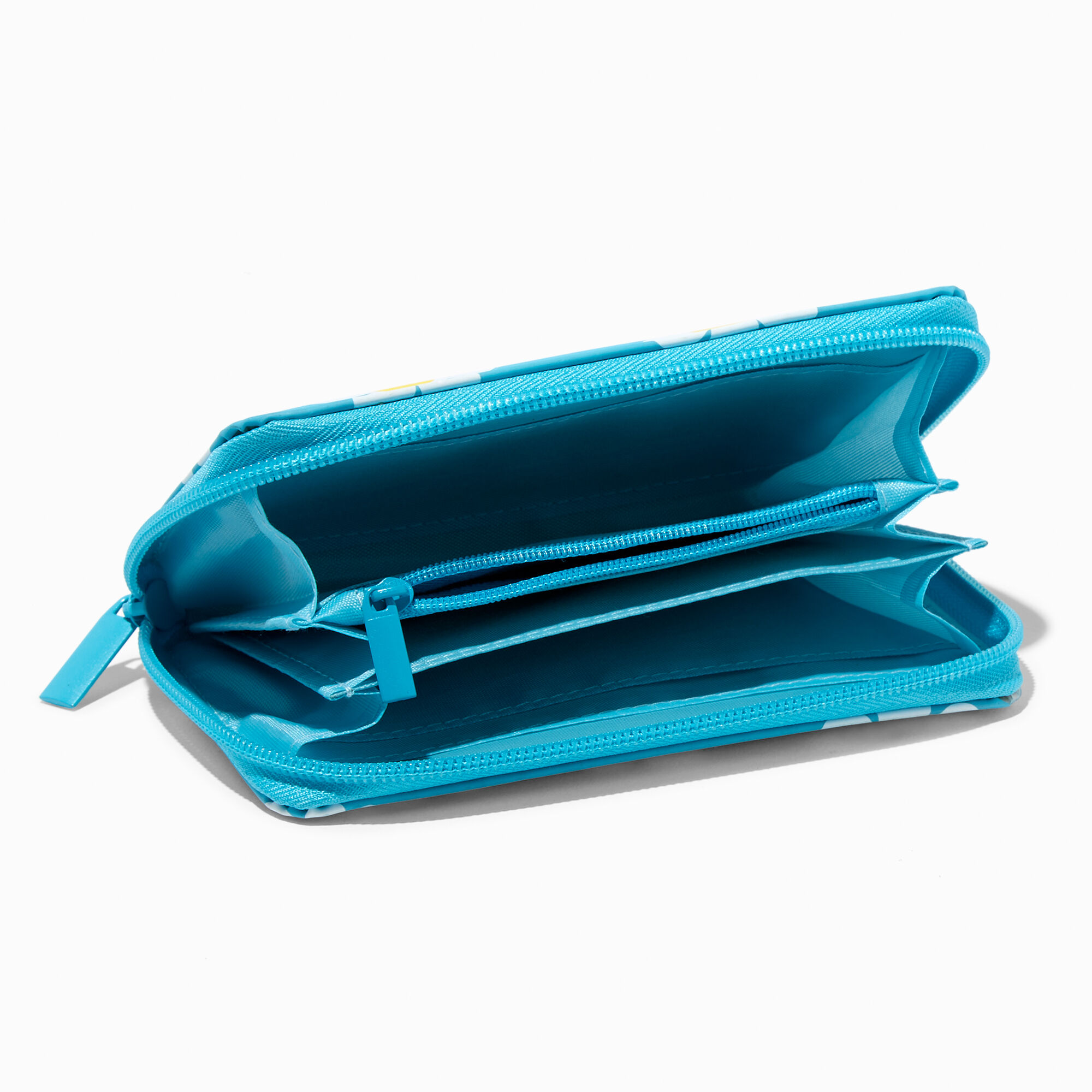 Porte-monnaie pochette poignet bleu marguerite,