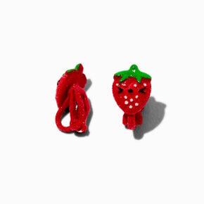 Boucles d&#39;oreilles &agrave; clip fraise pelucheuse,