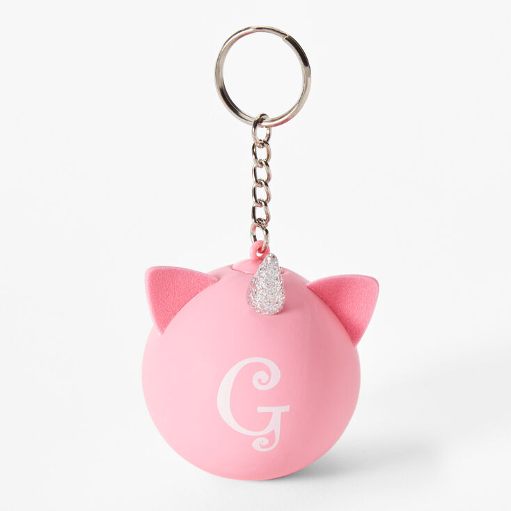 Porte-cl&eacute;s balle anti-stress licorne &agrave; initiale - Rose, G,