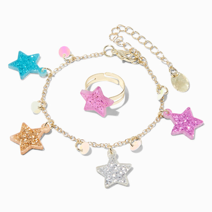 Claire&#39;s Club Glitter Star Charm Jewellery Set - 3 Pack,